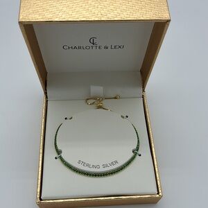 NWB Charlotte & Lexi Green sterling silver adjustable bracelet with box